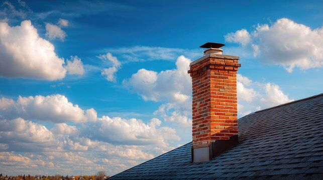 Brick chimney checked against a bright blue South Bay sky